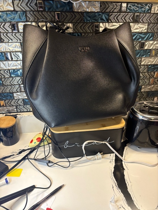 Guess Handbags - GUESS Black Structured Saffiano Tote